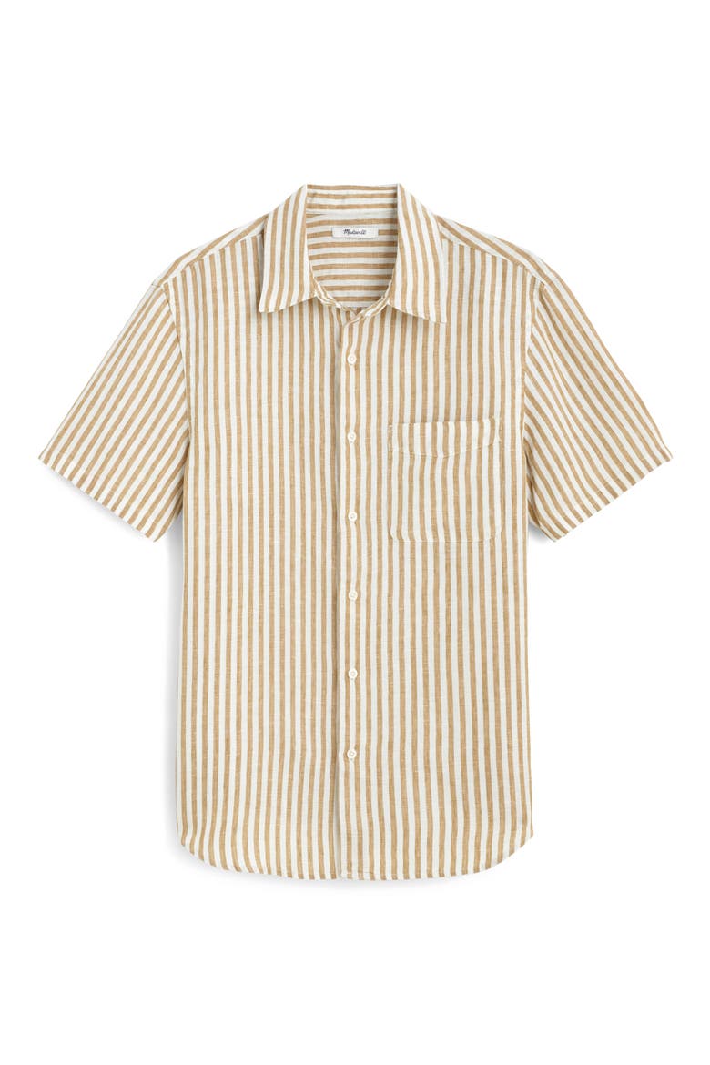 Short Sleeve Linen Shirt, Alternate, color, GOLDEN KHAKI
