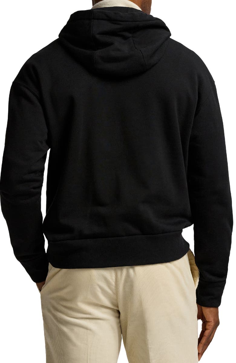 Ralph Lauren Purple Label Felpa Bear Appliqué Cotton & Cashmere Hoodie, Alternate, color, Classic Black
