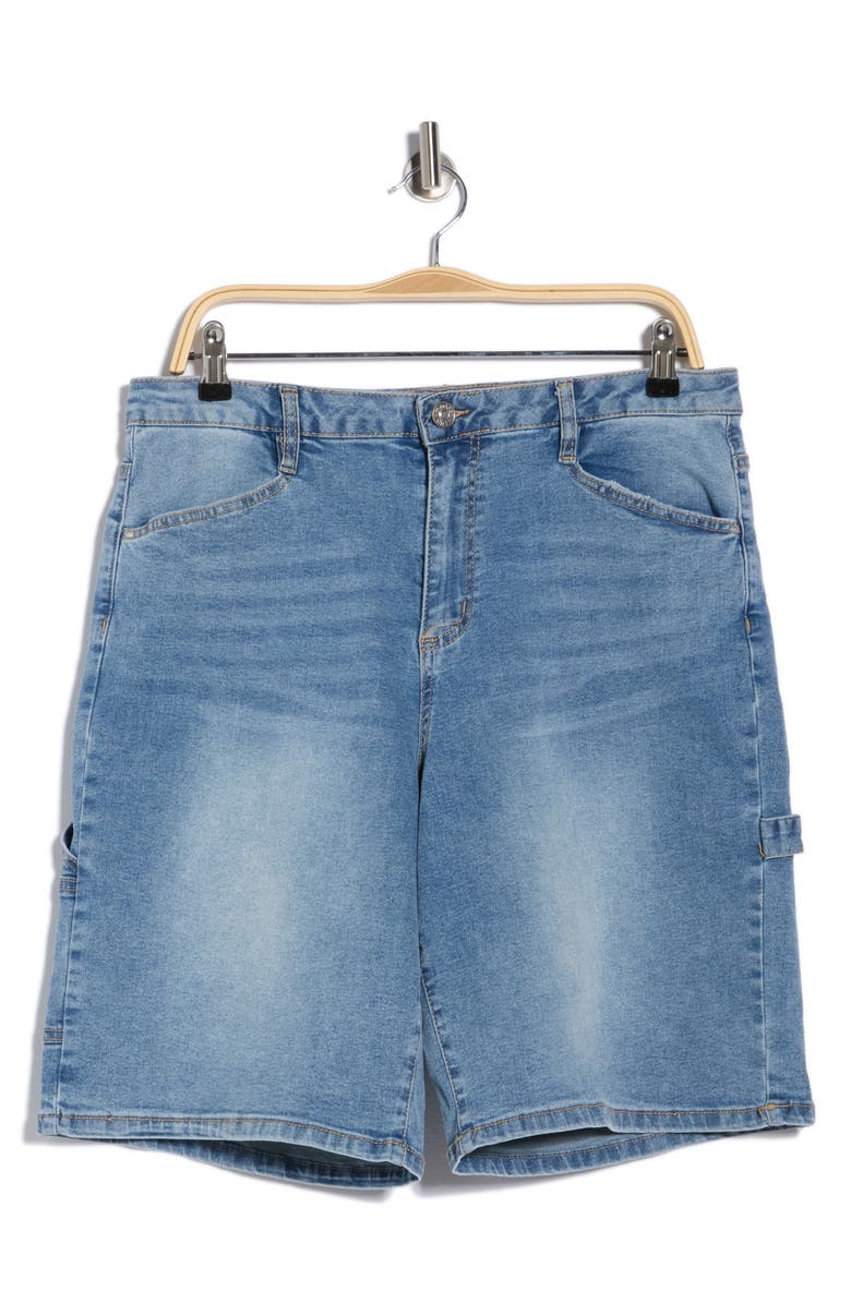 Madden Girl Denim Carpenter Shorts, Main, color, Medium Wash