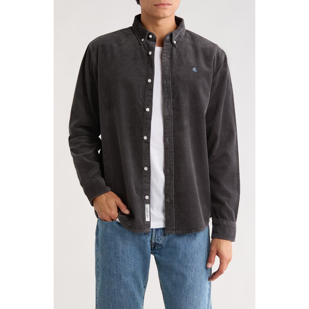 Carhartt Work In Progress Madison Corduroy Button-down Shirt In Gray