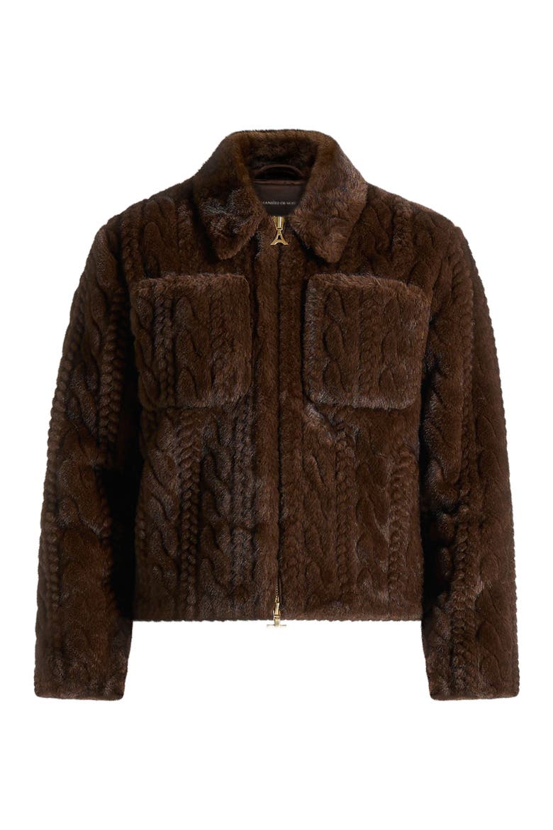 David Plush Cable Embossed Jacket, Alternate, color, Brown