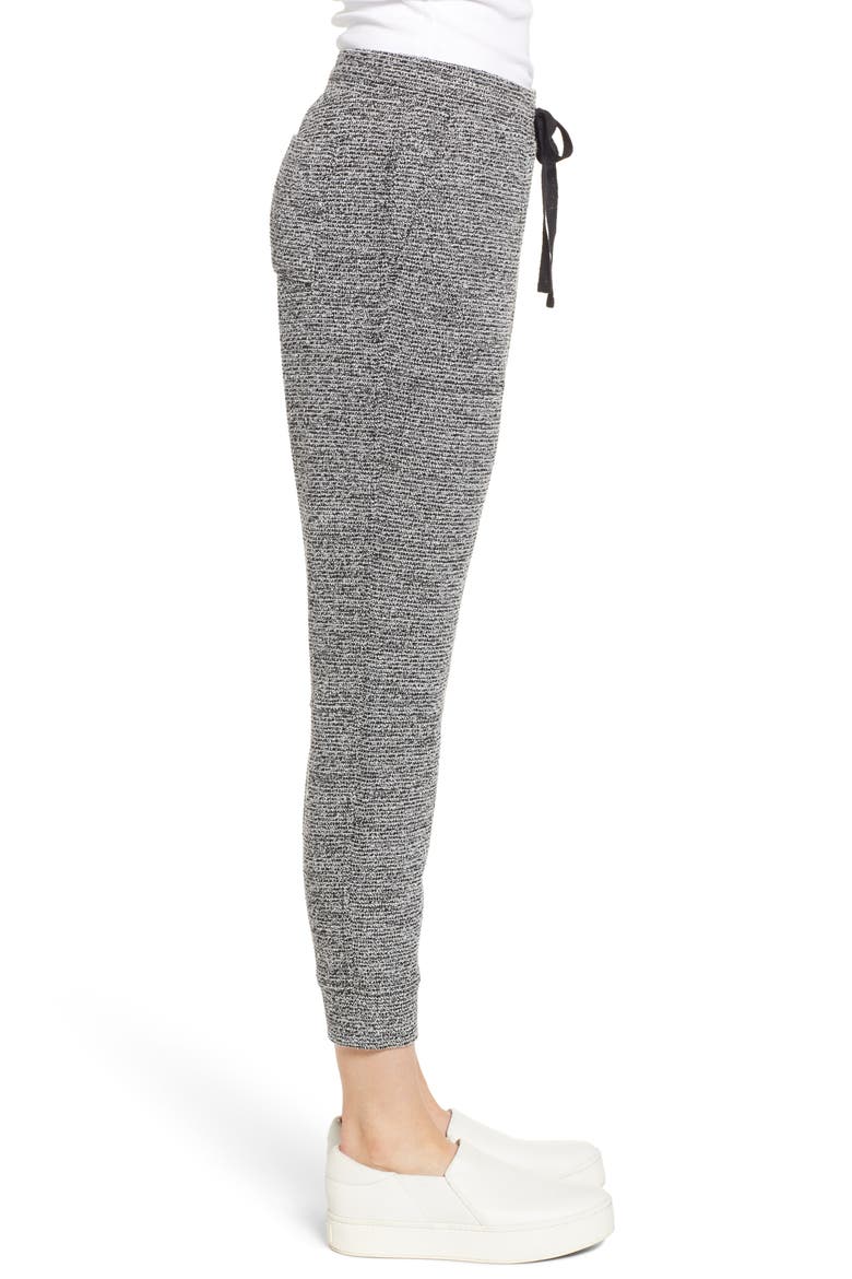 Bouclé Tweed Sweatpants, Alternate, color, BLACK