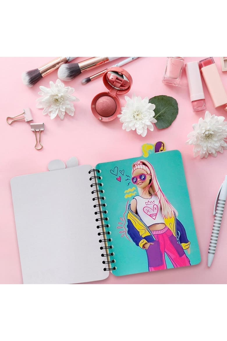 4 Tab Journal ,Barbie, 160 Pages, Fashion Themed Spiral Notebook, 3+, Alternate, color, Multicolored