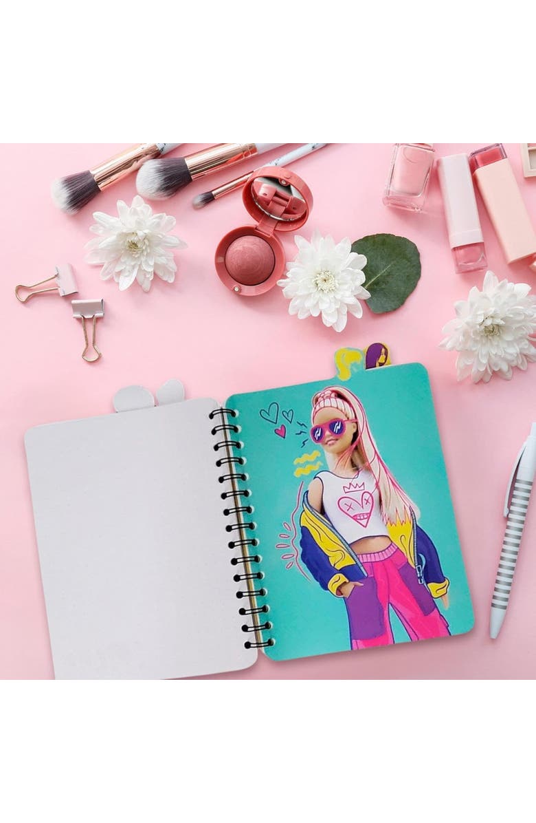 Inkology 4 Tab Journal ,Barbie, 160 Pages, Fashion Themed Spiral Notebook, 3+, Alternate, color, Multicolored