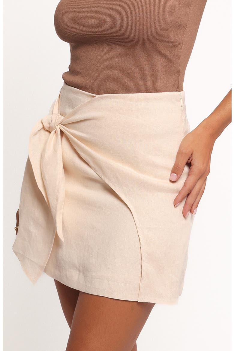 Astin Side Tie Linen Miniskirt, Alternate, color, OATMEAL