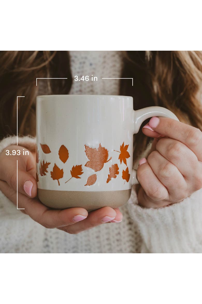 Fall Leaves 14 oz Stoneware Coffee Mug, Alternate, color, Cream