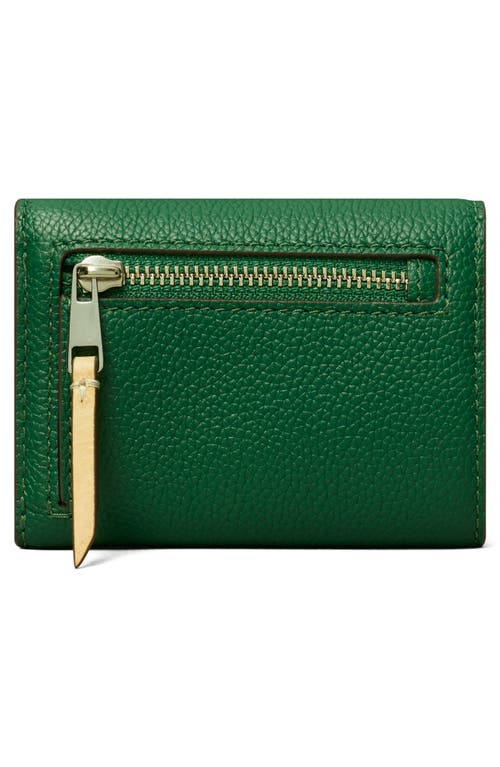 Tory Burch Small Pebble Leather Envelope Trifold Wallet In Green