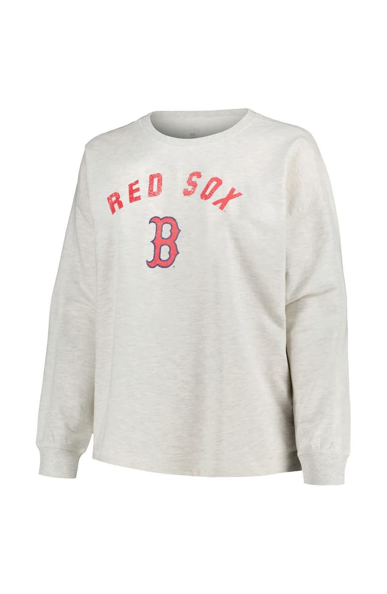 PROFILE Women's Profile Oatmeal Boston Red Sox Plus Size French Terry Pullover Sweatshirt, Alternate, color, 