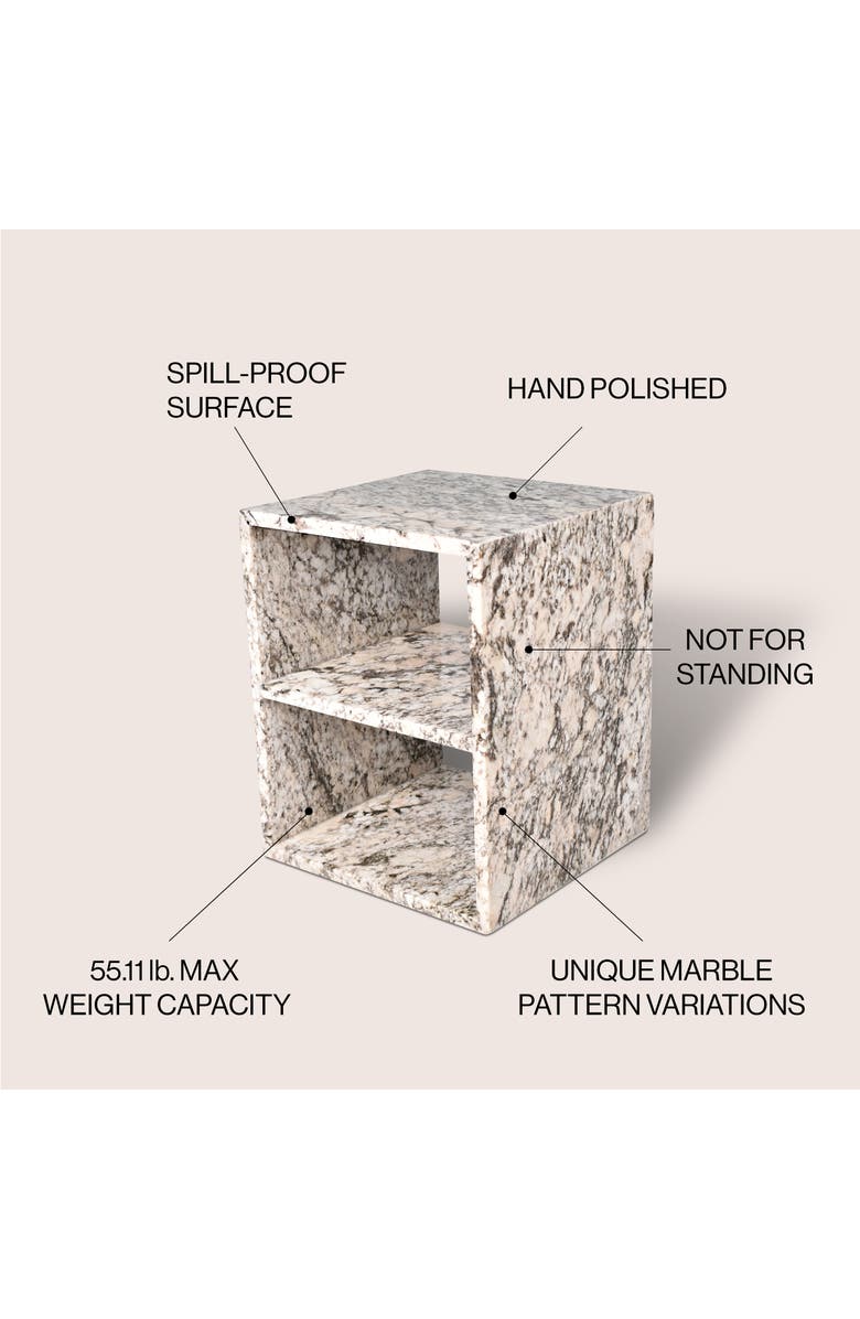 JONATHAN Y Sloane 20" Modern Natural Marble Handmade Rectangular 2-Shelf End Table, Alternate, color, Beige/Dark Taupe