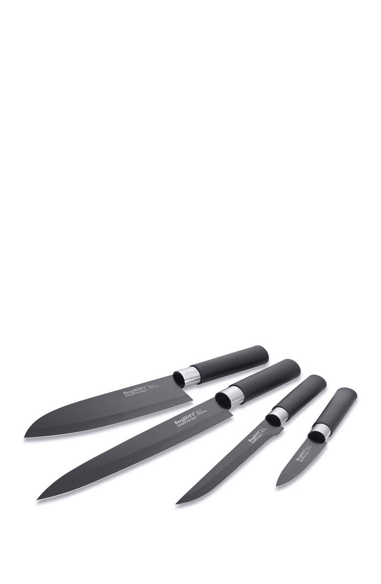 BergHOFF Black Essential Ceramic Coated 4-Piece Knife Set, Main, color, Black