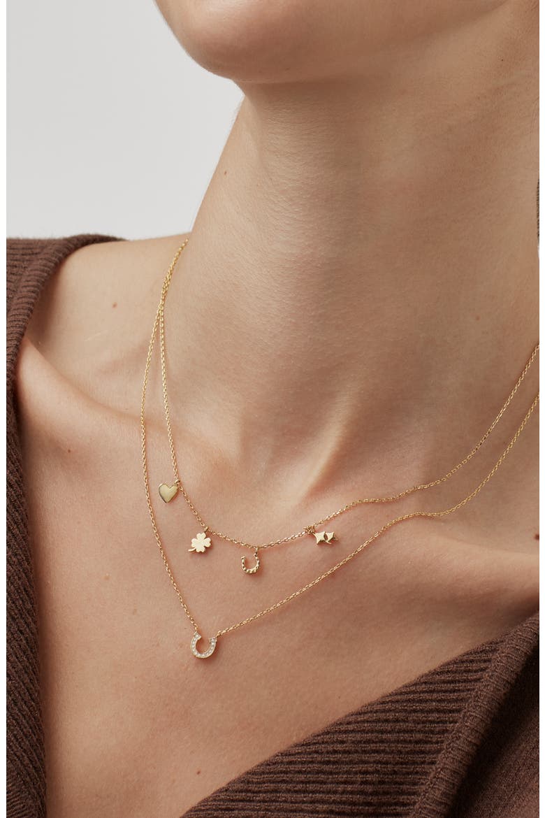 Love & Luck Charm Layer Necklace, Alternate, color, GOLD