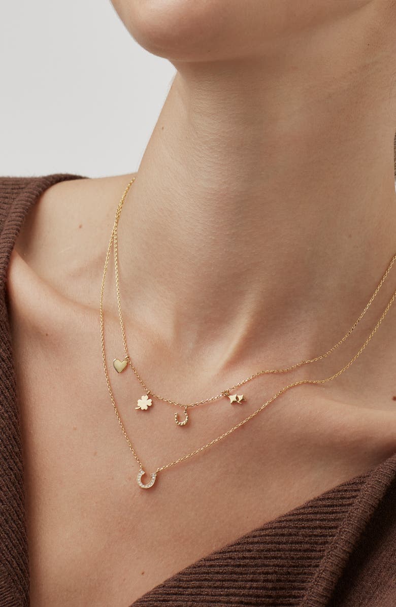 Estella Bartlett Love & Luck Charm Layer Necklace, Alternate, color, Gold