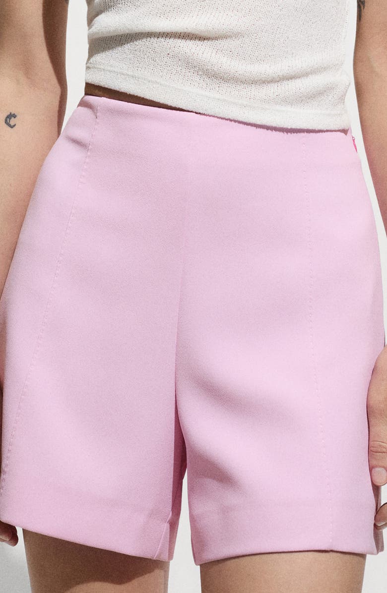 MANGO Mid Rise Straight Leg Shorts, Alternate, color, Pink