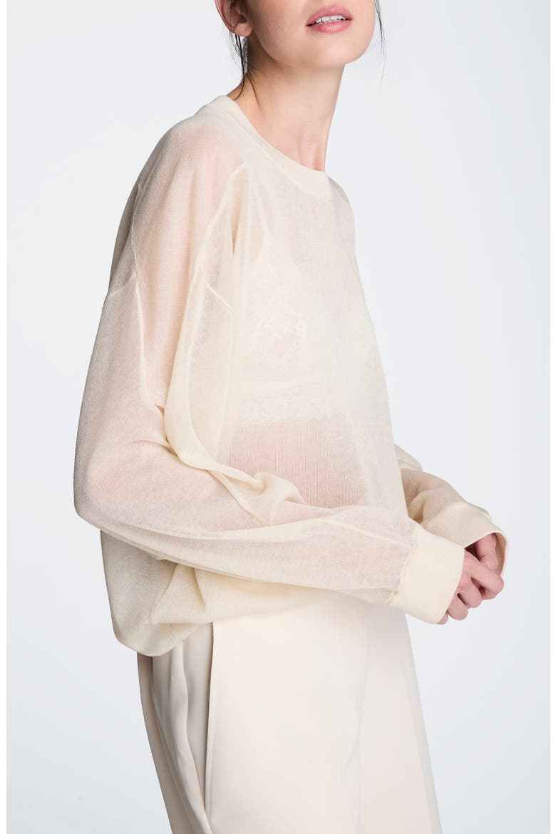 Sheer Crewneck Sweatshirt, Alternate, color, OYSTER