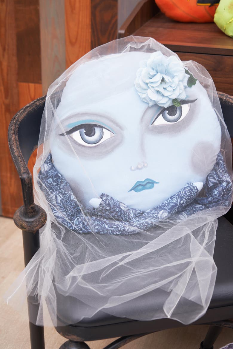 Miss Gloomy Zombinaland Halloween Decorative Soft Figurine Pillow, Alternate, color, Blue