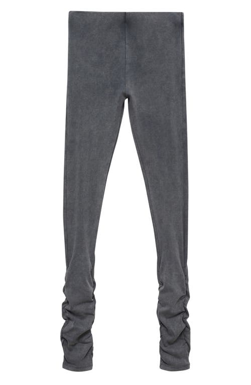Mango Ruched Stretch Cotton Leggings In Grey