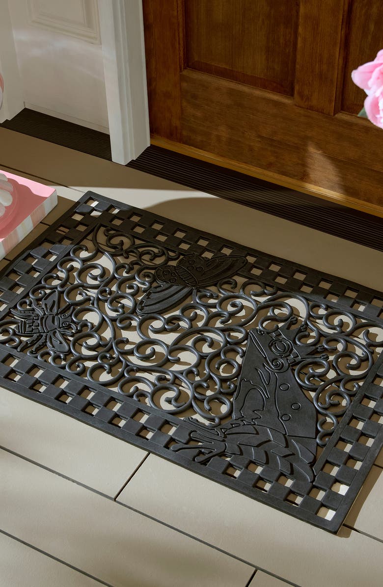MACKENZIE CHILDS Frog Rubber Entrance Mat, Alternate, color, Black