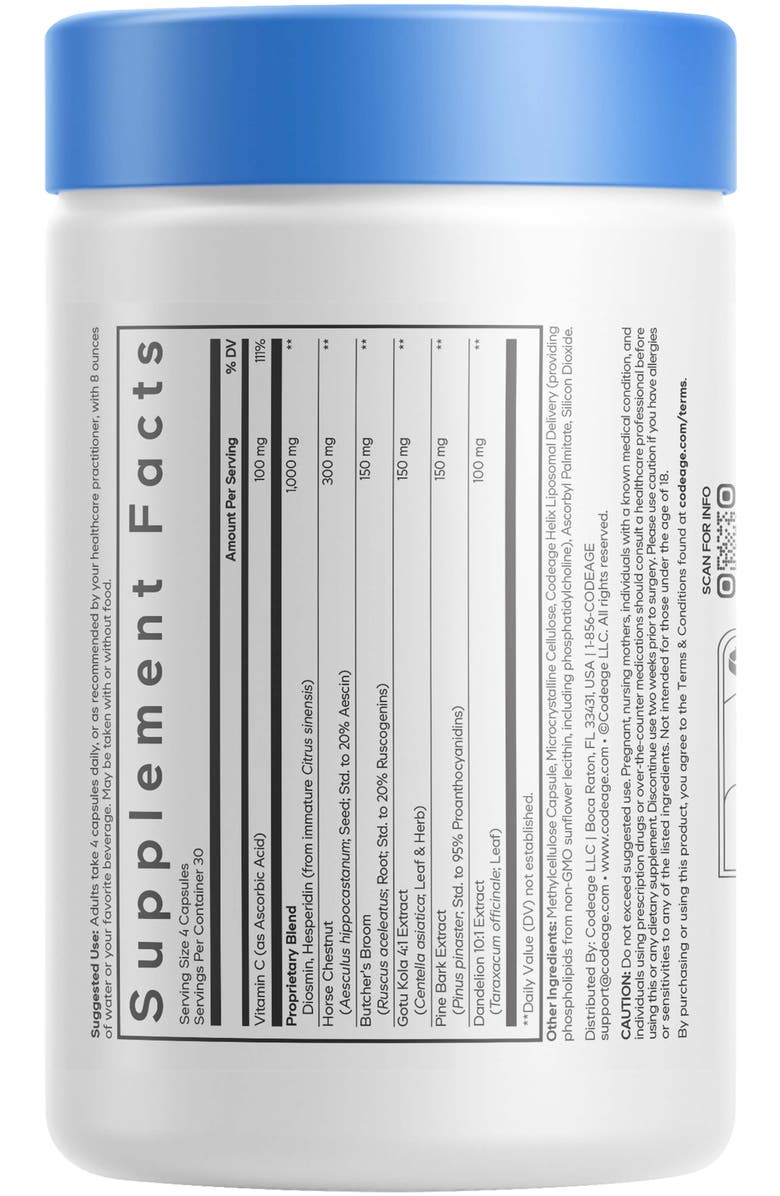 Codeage Veins Vitamins+, Alternate, color, White