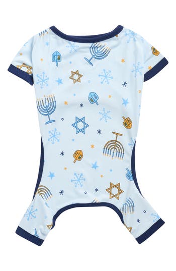 Jaclyn Matching Family Hanukkah Print Dog Pajamas In Blue