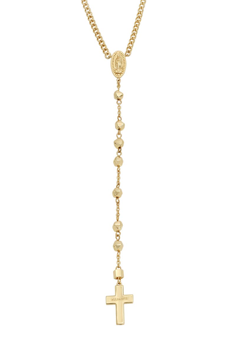 AllSaints Cross Y-Necklace, Alternate, color,