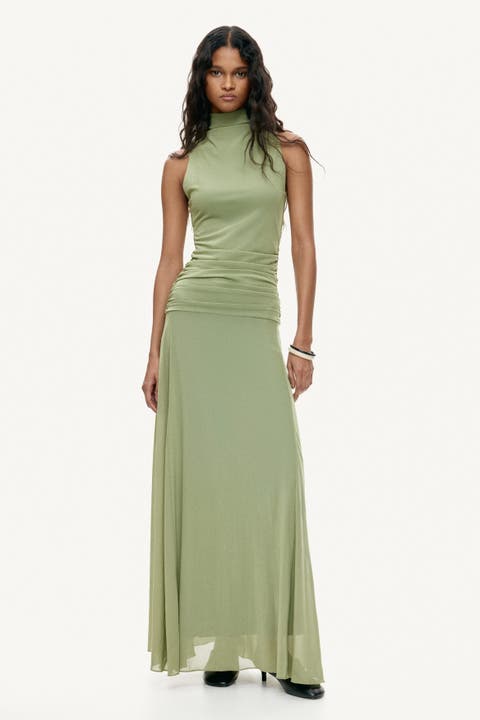 Gathered mesh dress