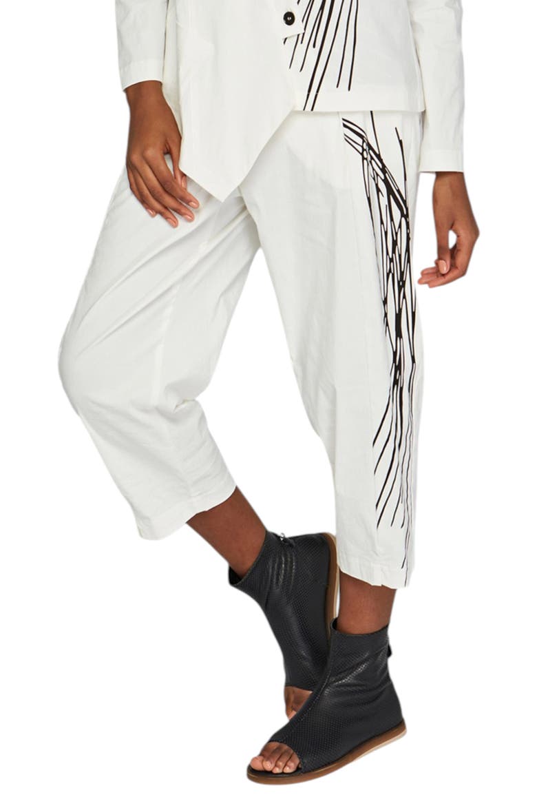 Eli Printed Linen Cotton Blended Pants, Main, color, Ecru