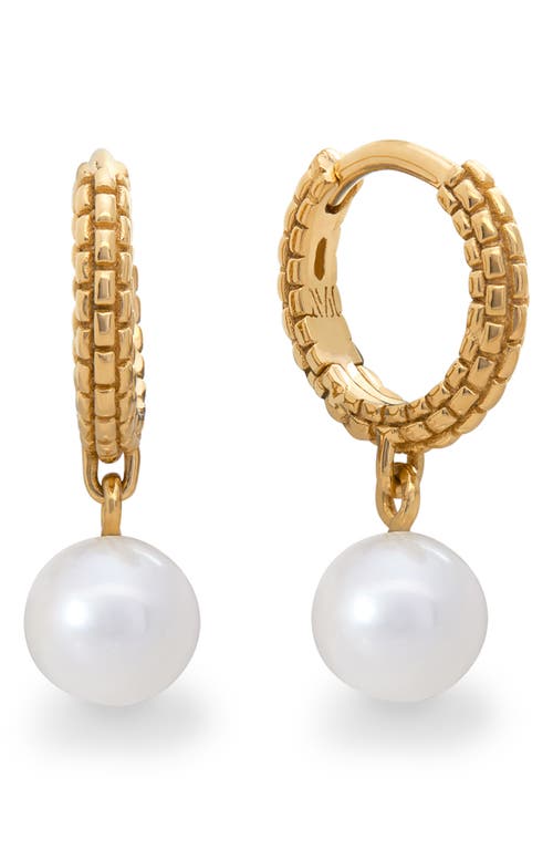 Monica Vinader Heirloom Freshwater Pearl Drop Huggie Hoop Earrings In Gold
