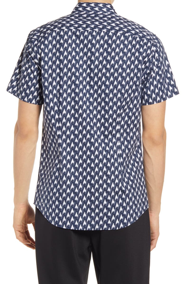 Open Edit Short Sleeve Stretch Button-Up Shirt, Alternate, color, 