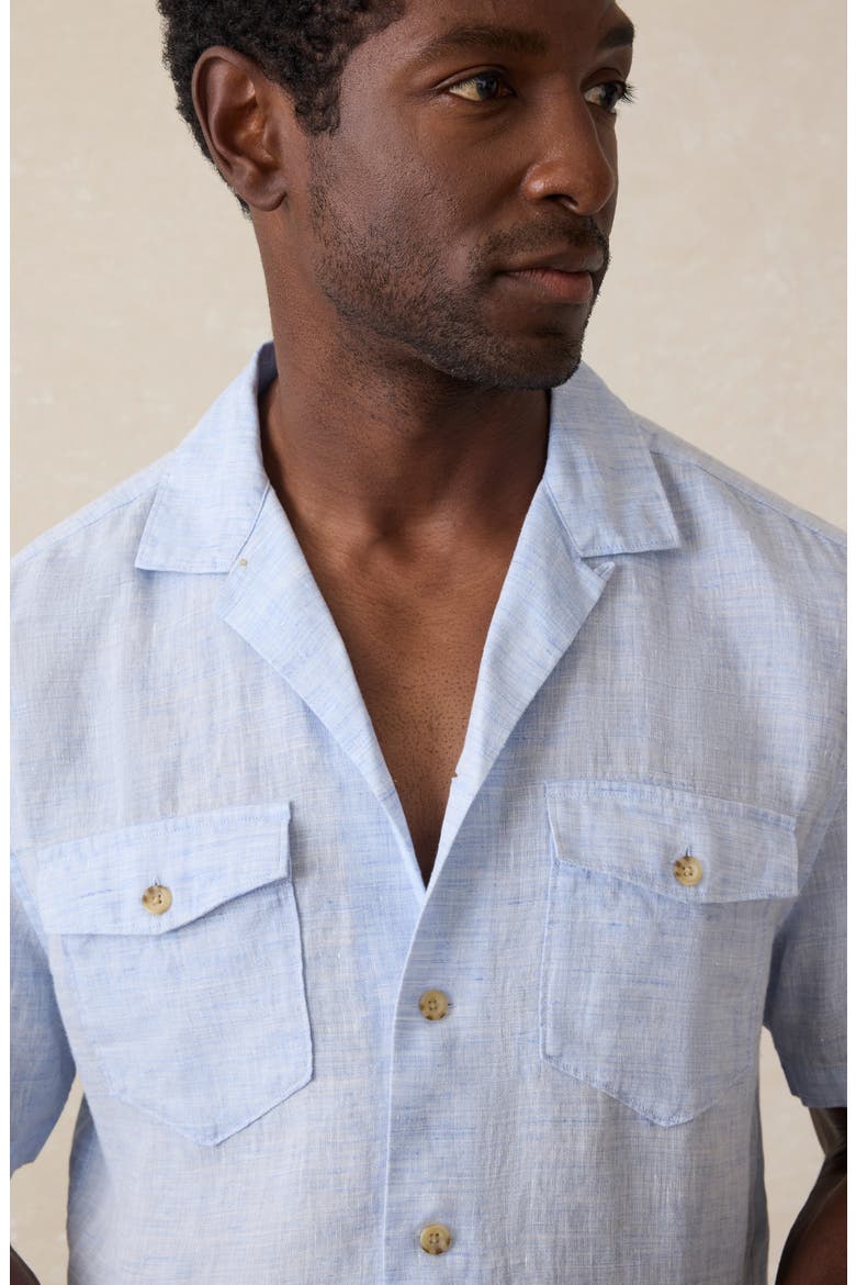 Reserve Basque Linen Camp Shirt, Alternate, color, LIGHT BLUE MELANGE
