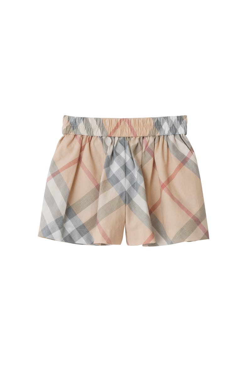 Check Cotton Shorts, Main, color, Pale stone