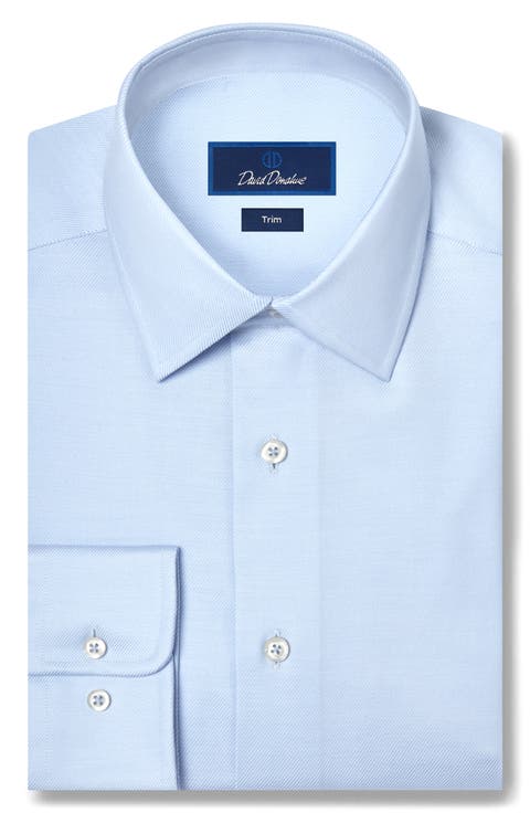 Trim Fit Solid Stretch Cotton Twill Dress Shirt