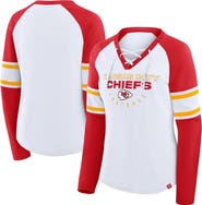 FANATICS Women's Fanatics White/Red Kansas City Chiefs Redzone Blitz Package Raglan Lace-Up V-Neck Long Sleeve T-Shirt