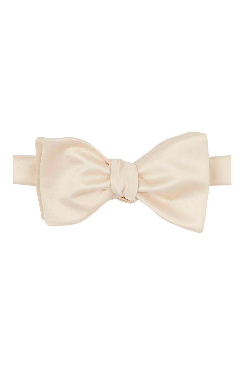 Solid Satin Bow Tie, Main, color, VANILLA