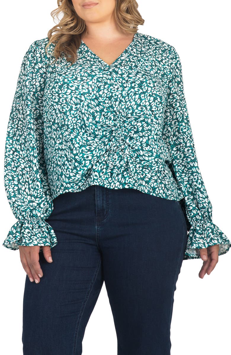 Standards & Practices Ruched Front Bell Cuff Blouse, Main, color,