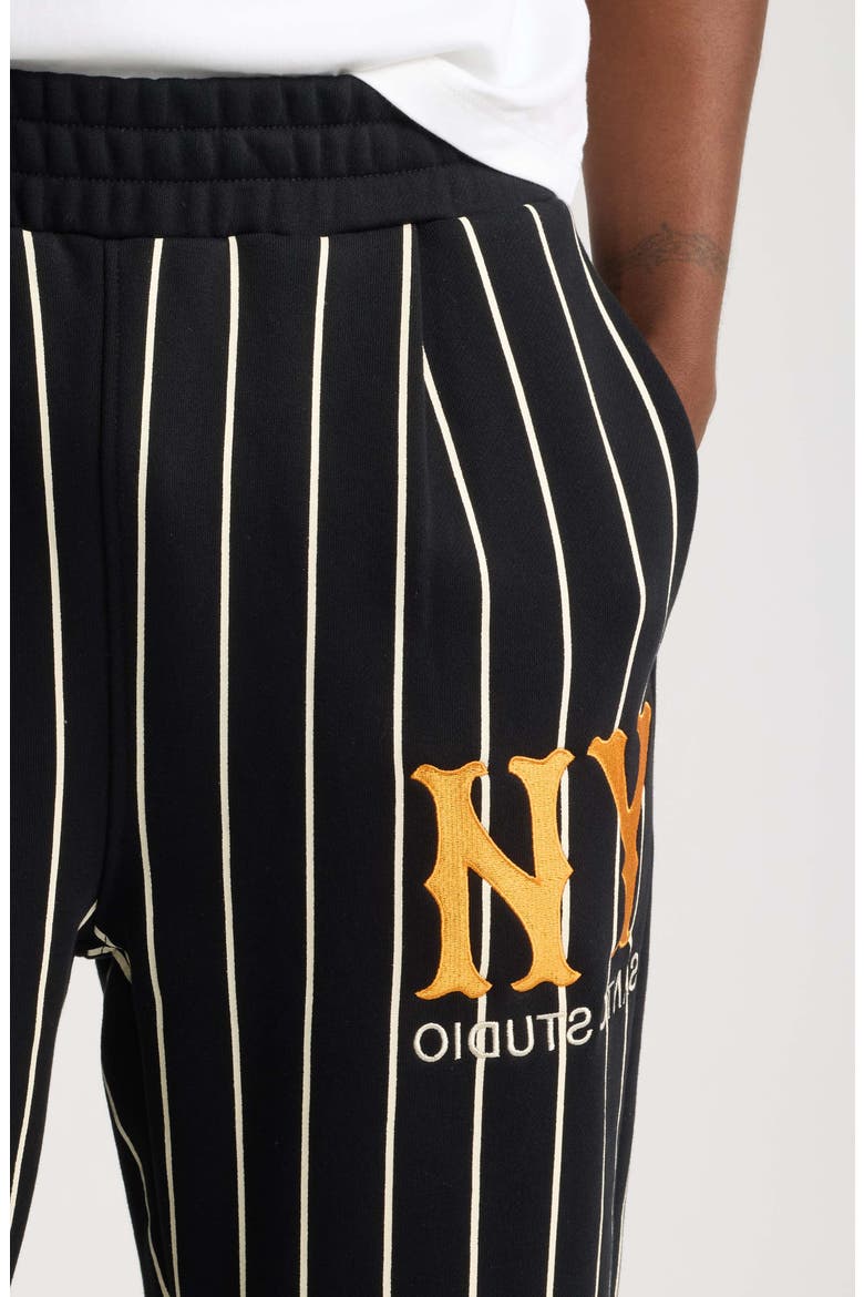 NY Stripe Fleece Pants, Alternate, color, BLACK