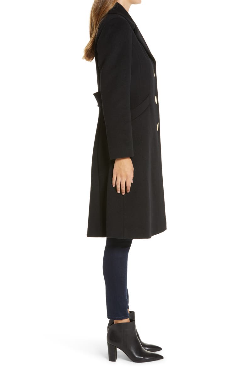 Notch Collar Wool Blend Coat, Alternate, color, BLACK
