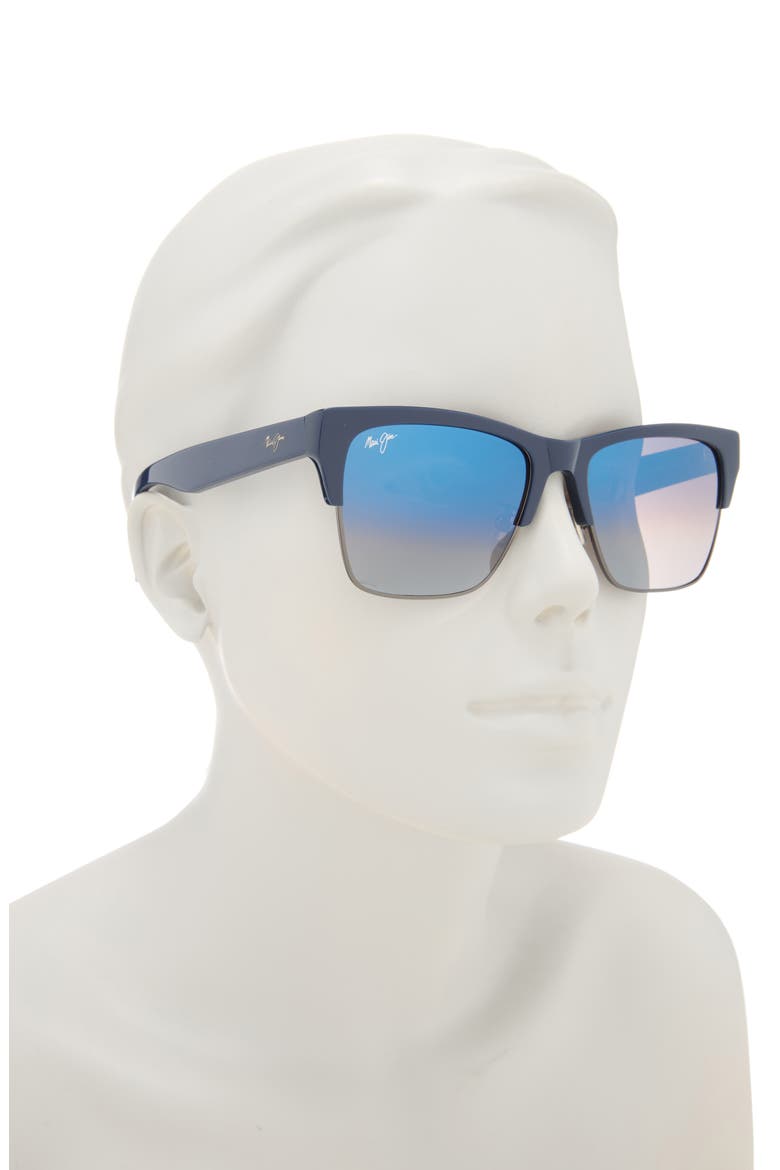 56mm Square Polarized Sunglasses, Alternate, color, BLUE BLUE BLUE