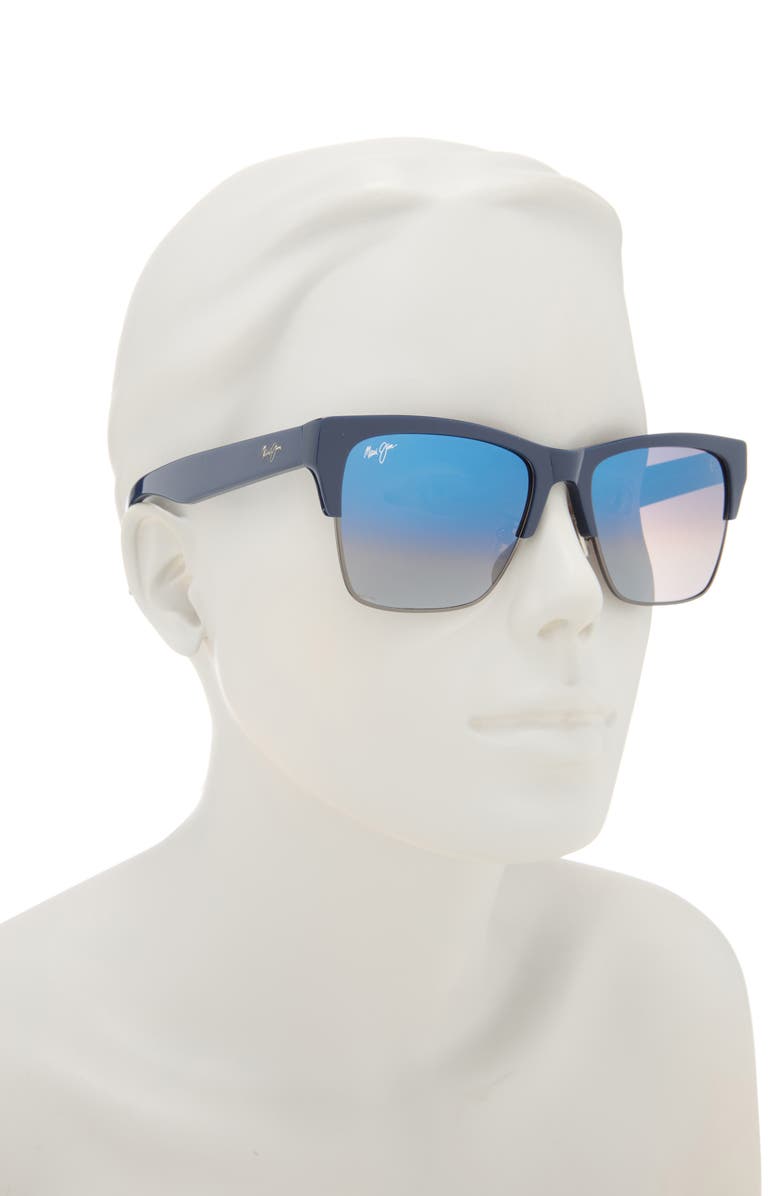 Maui Jim 56mm Square Polarized Sunglasses, Alternate, color, Blue Blue Blue
