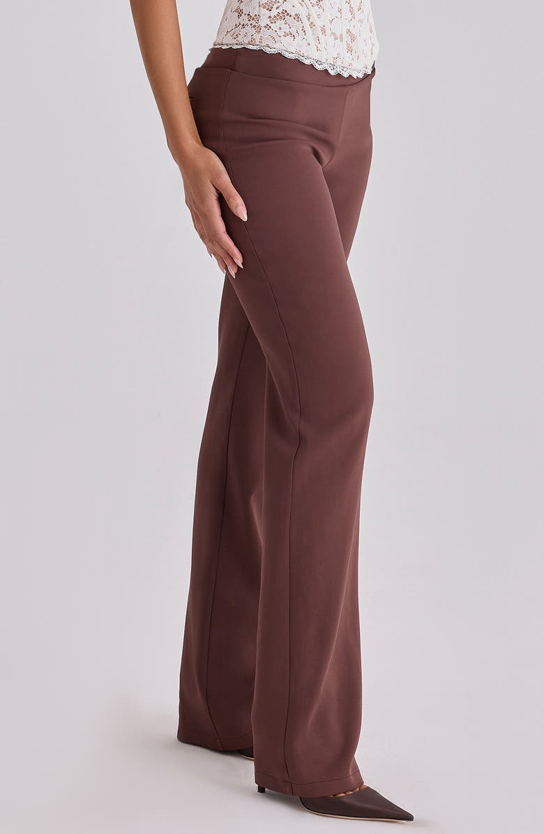 HOUSE OF CB Chiara Straight Leg Crepe Trousers, Alternate, color, Brown