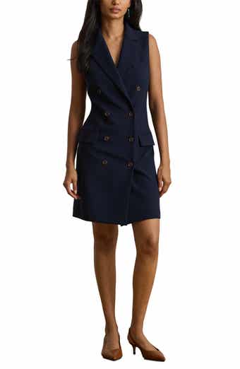 Lauren Ralph Lauren Sleeveless Crepe Double Breasted Dress