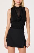 ASTR the Label Shaina Cowl Neck Mesh Inset Top