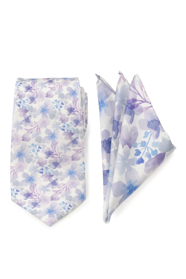 Watercolor Silk Tie & Pocket Square Set, Main, color, WHITE MULTI