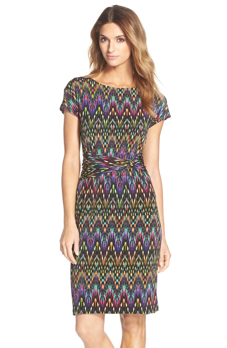 Ellen Tracy Print Jersey Sheath Dress, Main, color, 