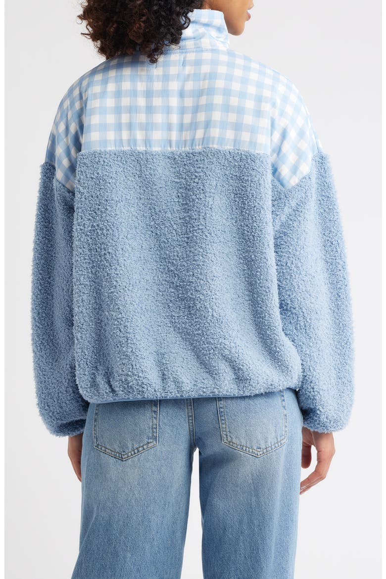 Gingham Aria Colorblock Quarter Zip Pullover, Alternate, color, SKY BLUE