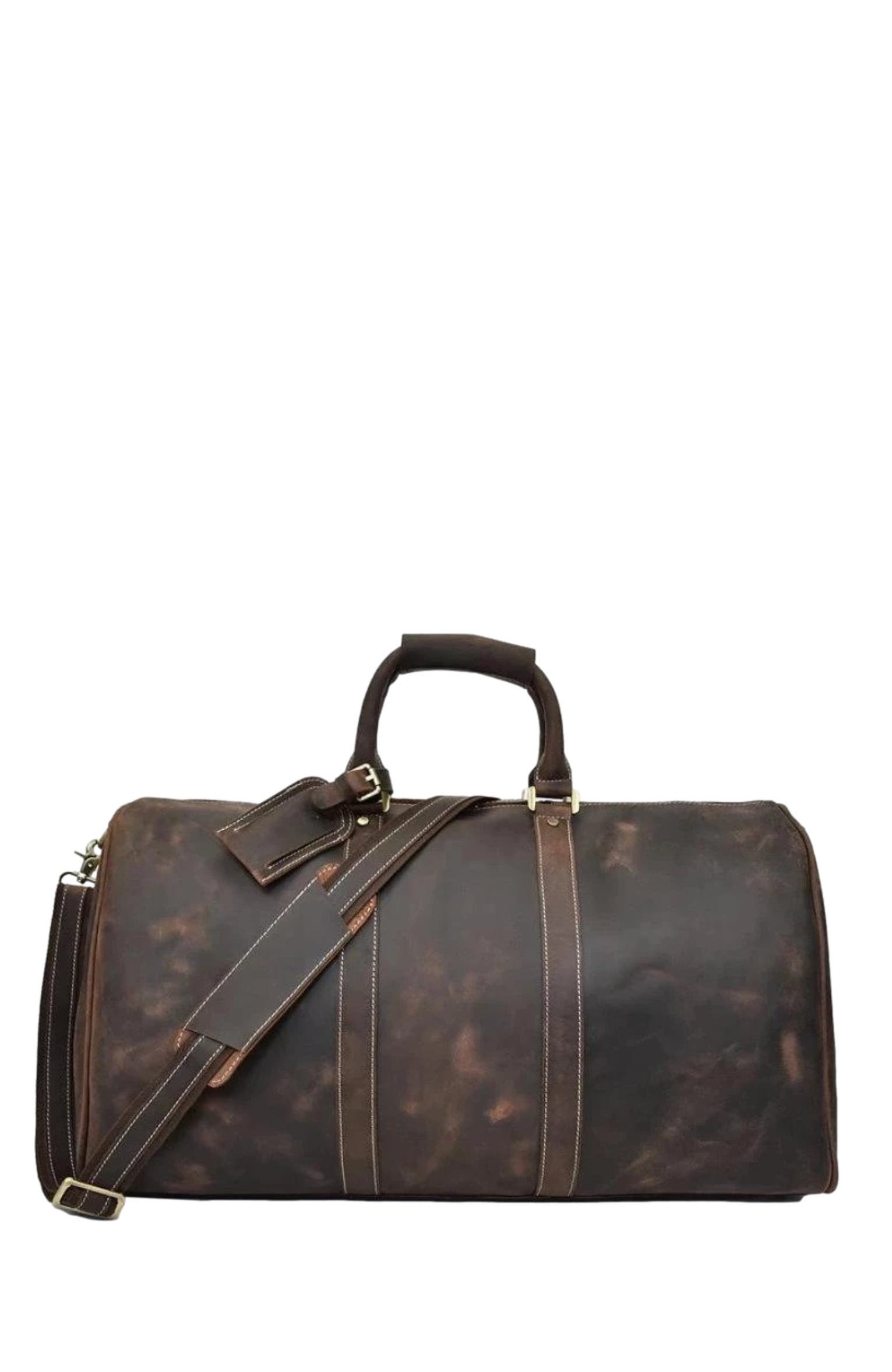 STEEL HORSE LEATHER The Bjarke Weekender | Handcrafted Leather Duffle Bag, Main, color, Dark Brown