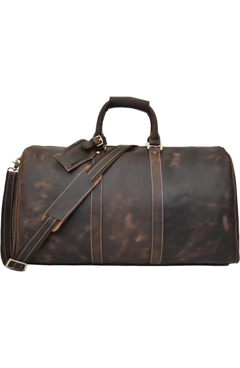 STEEL HORSE LEATHER The Bjarke Weekender | Handcrafted Leather Duffle Bag, Main, color, Dark Brown