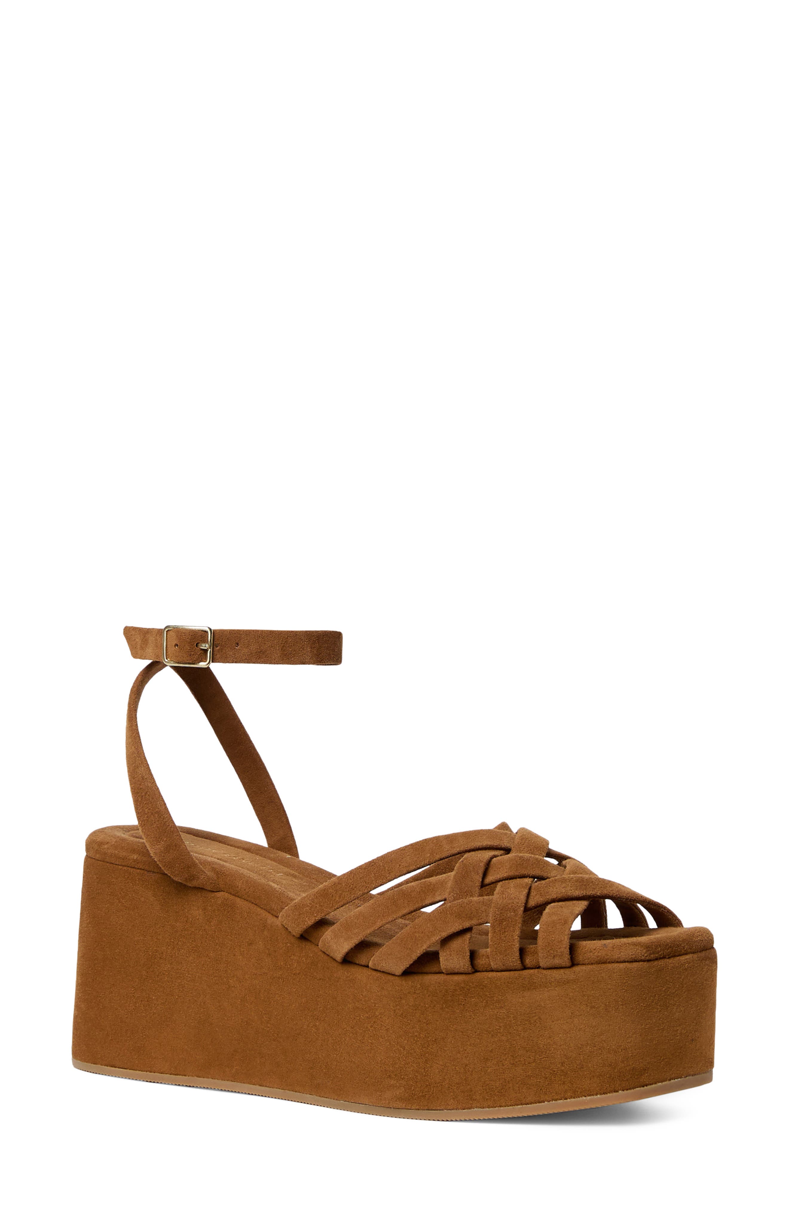 Loeffler Randall Channing Ankle Strap Platform Wedge Sandal, Main, color, Cacao
