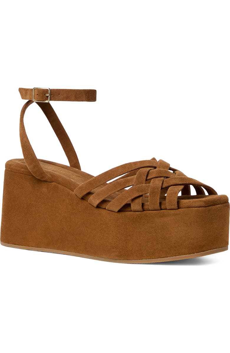 Loeffler Randall Channing Ankle Strap Platform Wedge Sandal, Main, color, Cacao