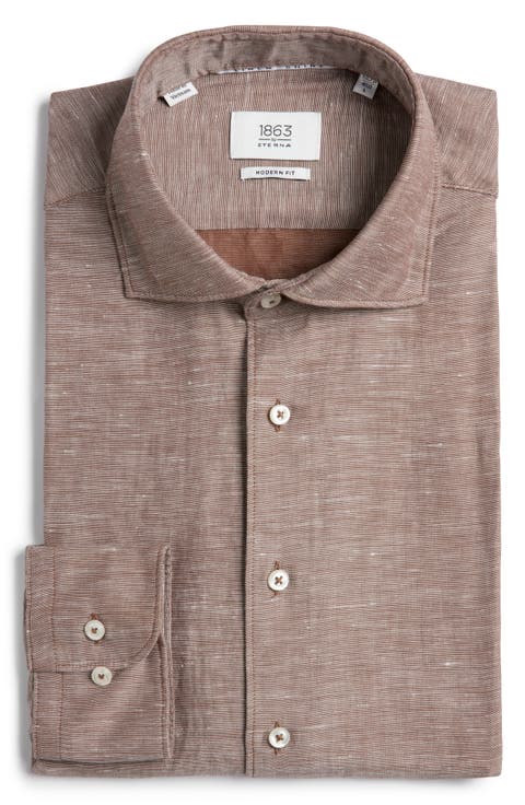 Modern Fit Cotton & Linen Dress Shirt