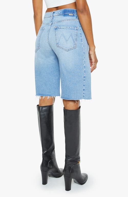 Shop Mother The Half-pipe Frayed Hem Denim Bermuda Shorts In Sow Surreal